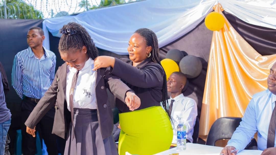 A Harmony Heights learner receiving her prefect blazer during the induction ceremony